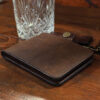 Dad Wallet in Siedel Crazy Horse rustic pull up leather, hand stitched and slim, holds cards and cash with ease; optional personalization for a thoughtful everyday gift.