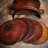 Hand-Dyed Leather Coaster Set with Holder