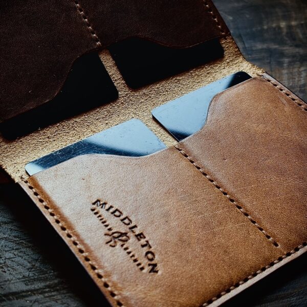 Middleton Artisan Leather - Tetra Bifold Wallet featuring 4 card slots, 2 panel pockets and exterior cash flap.